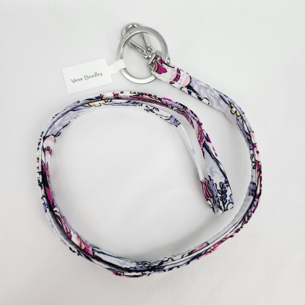 NEW Vera Bradley Iconic Lanyard Purple Hummingbird Park ID Keychain Gift Travel